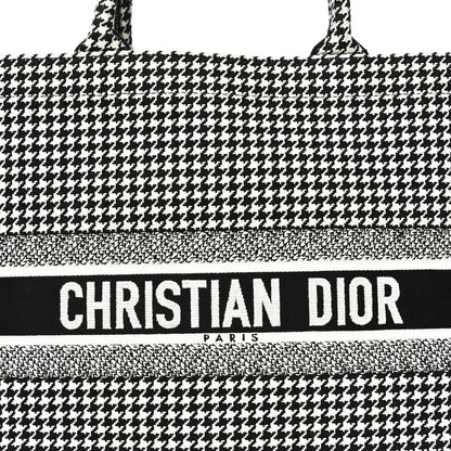 Christian Dior Canvas Houndstooth Embroidered Book Tote Black White 8 of 10