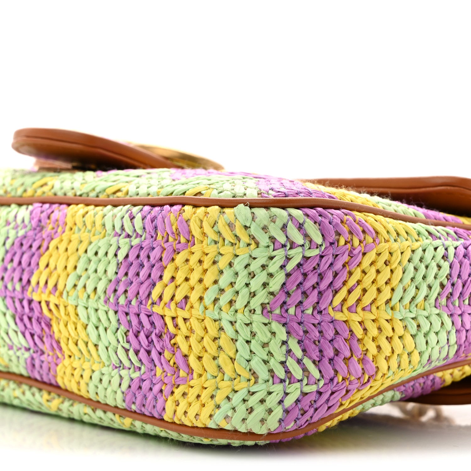 Gucci Calfskin Raffia Woven Small GG Marmont Shoulder Bag Multicolor 10 of 10