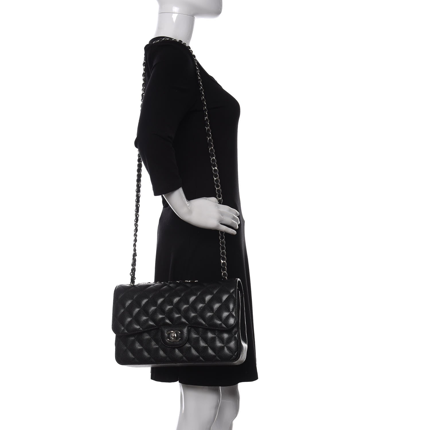 Chanel Caviar Quilted Jumbo Double Flap Black 2 of 11