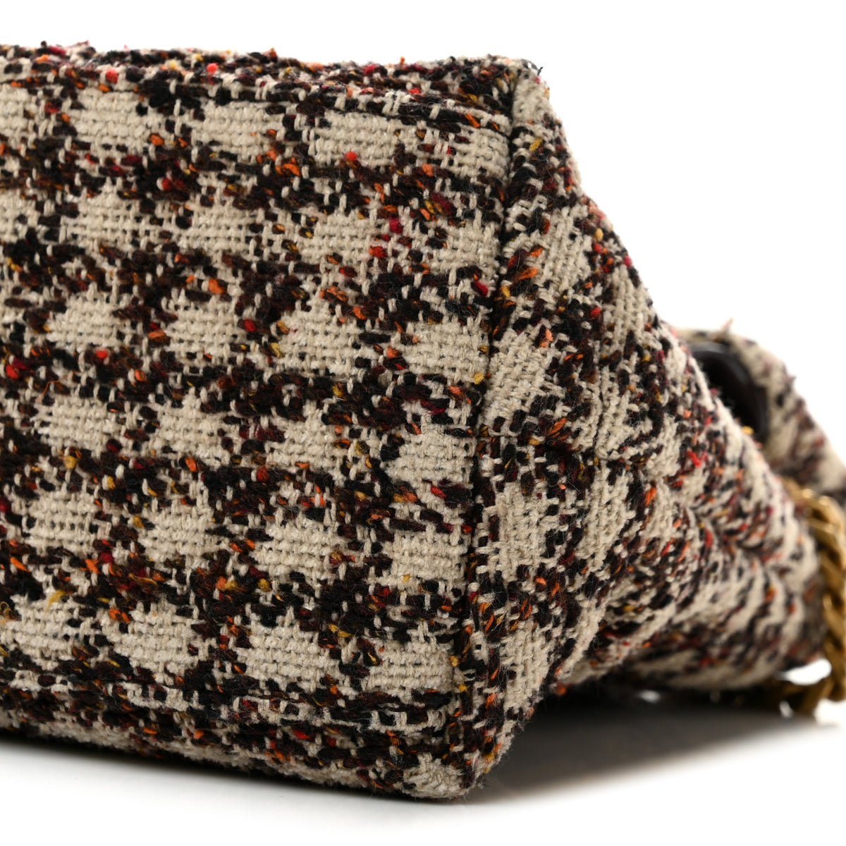 Tweed Quilted Medium Loulou Puffer Monogram Chain Satchel Beige Umber Multicolor