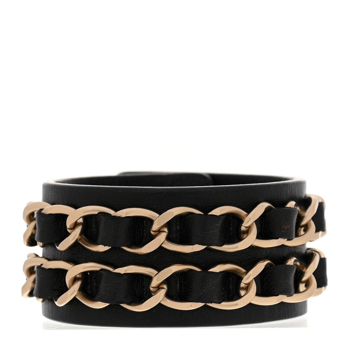Lambskin CC Chain Turnlock Bracelet Black