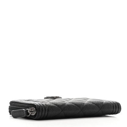 Chanel Caviar Quilted Small Boy Zip Around Wallet Black 4 of 8