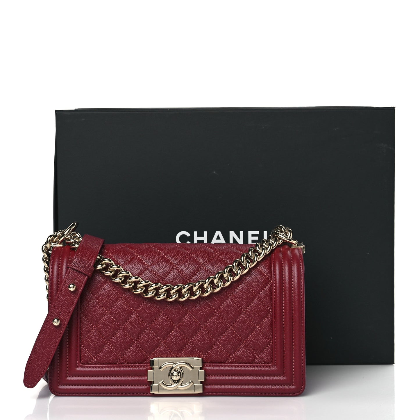 Caviar Quilted Medium Boy Flap Burgundy