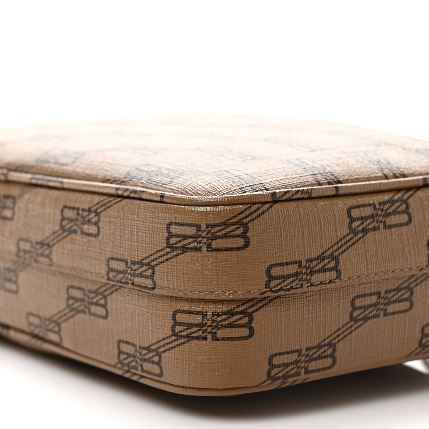 Coated Canvas BB Monogram Medium Signature Camera Bag Beige Brown