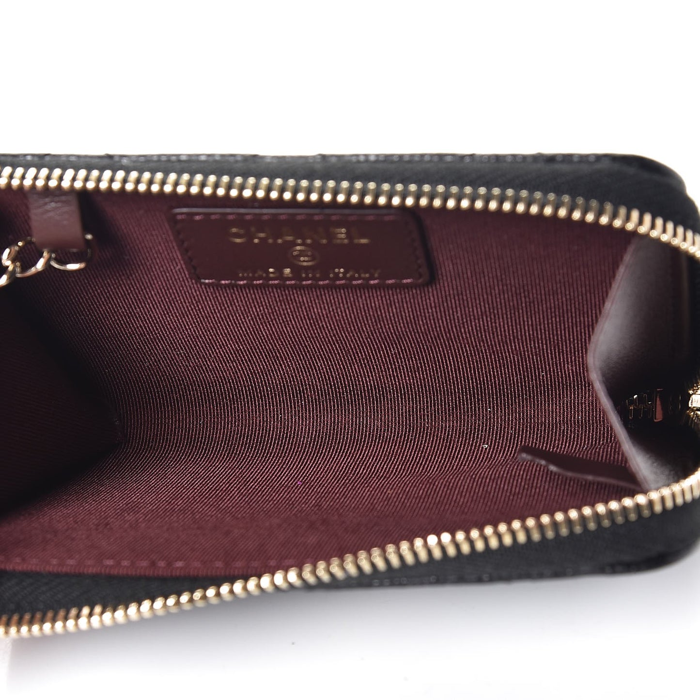 Iridescent Caviar Quilted Key Holder Case Black