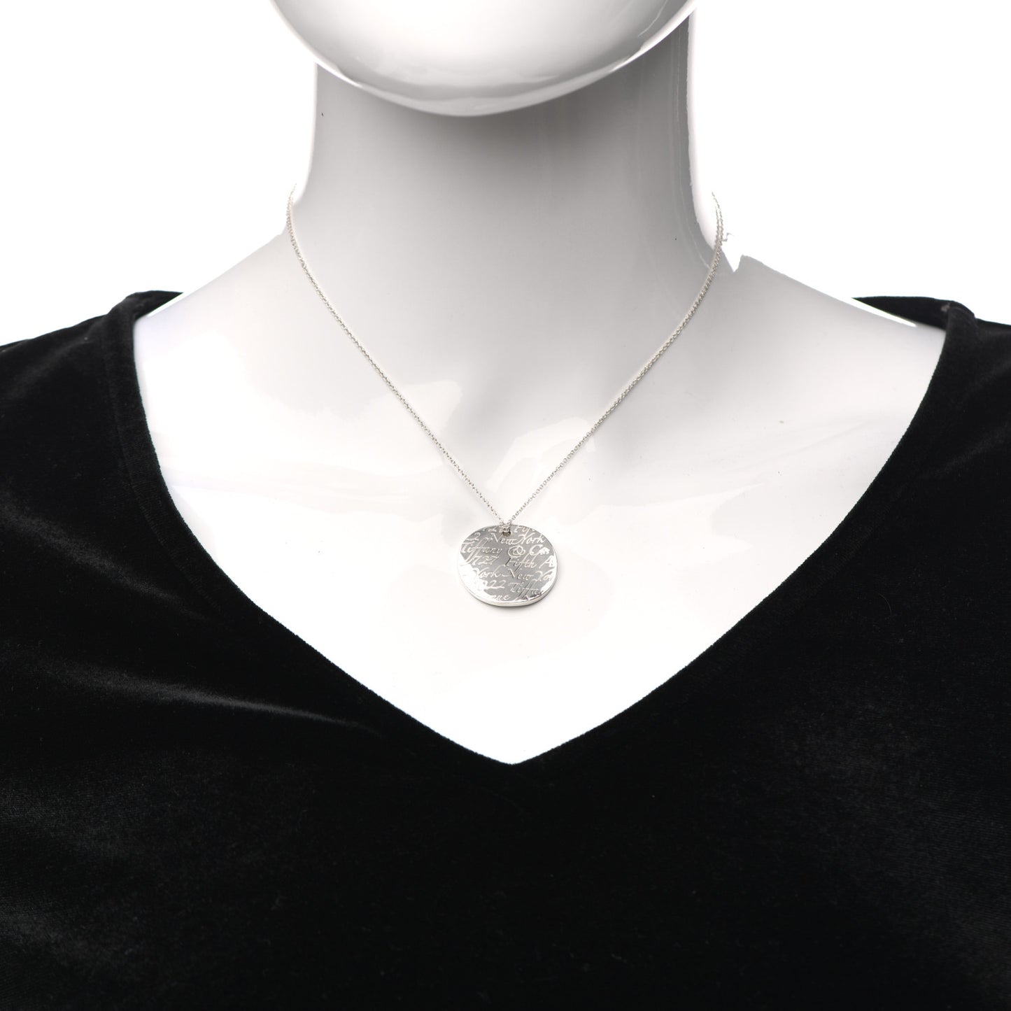 Sterling Silver Notes Round Pendant Necklace