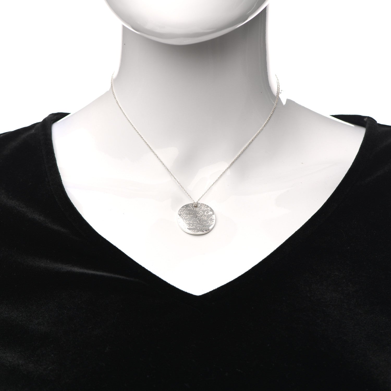 Tiffany Sterling Silver Notes Round Pendant Necklace 2 of 4