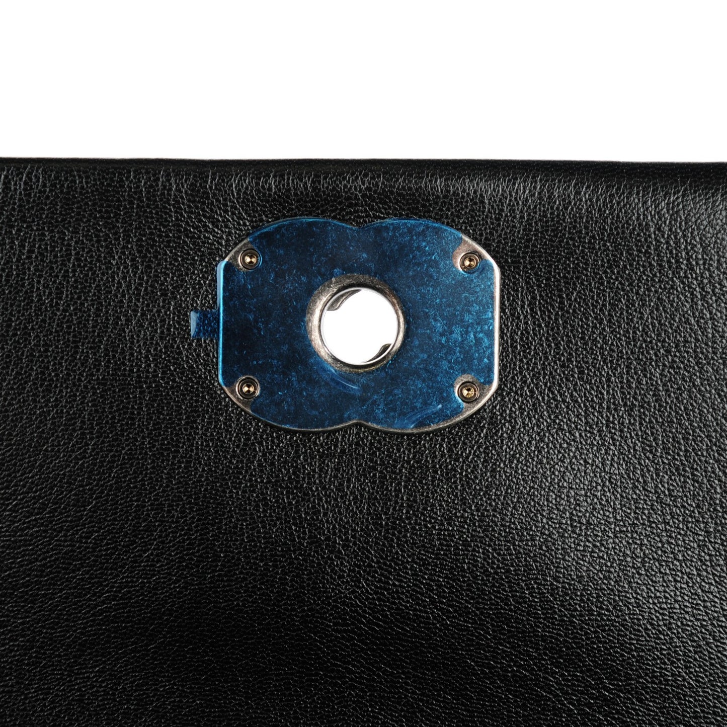 Metallic Goatskin Quilted Medium City Rock Flap Black