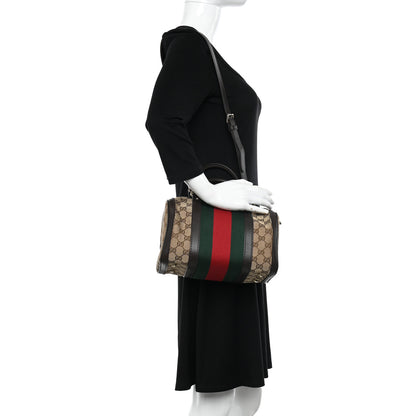 Gucci Monogram Vintage Web Small Boston Dark Brown 2 of 11