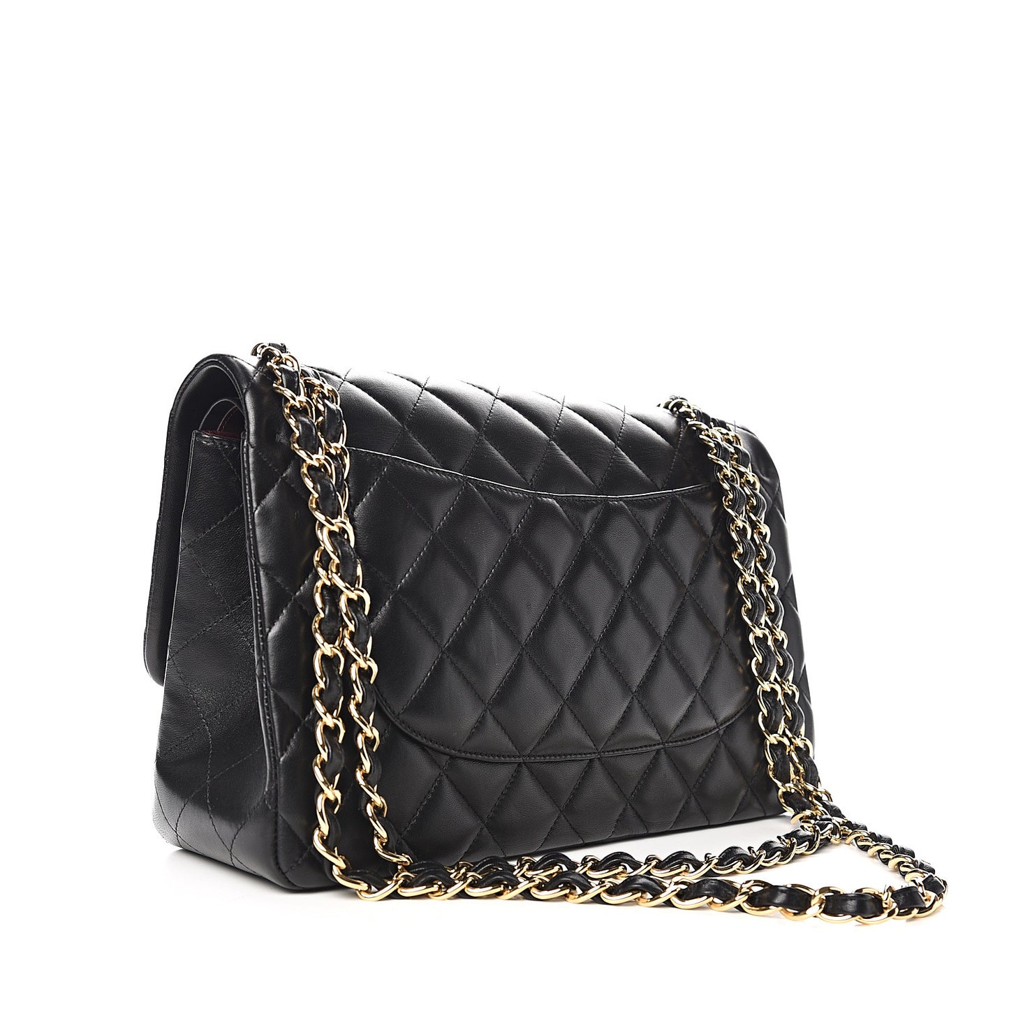 Lambskin Quilted Jumbo Double Flap Black