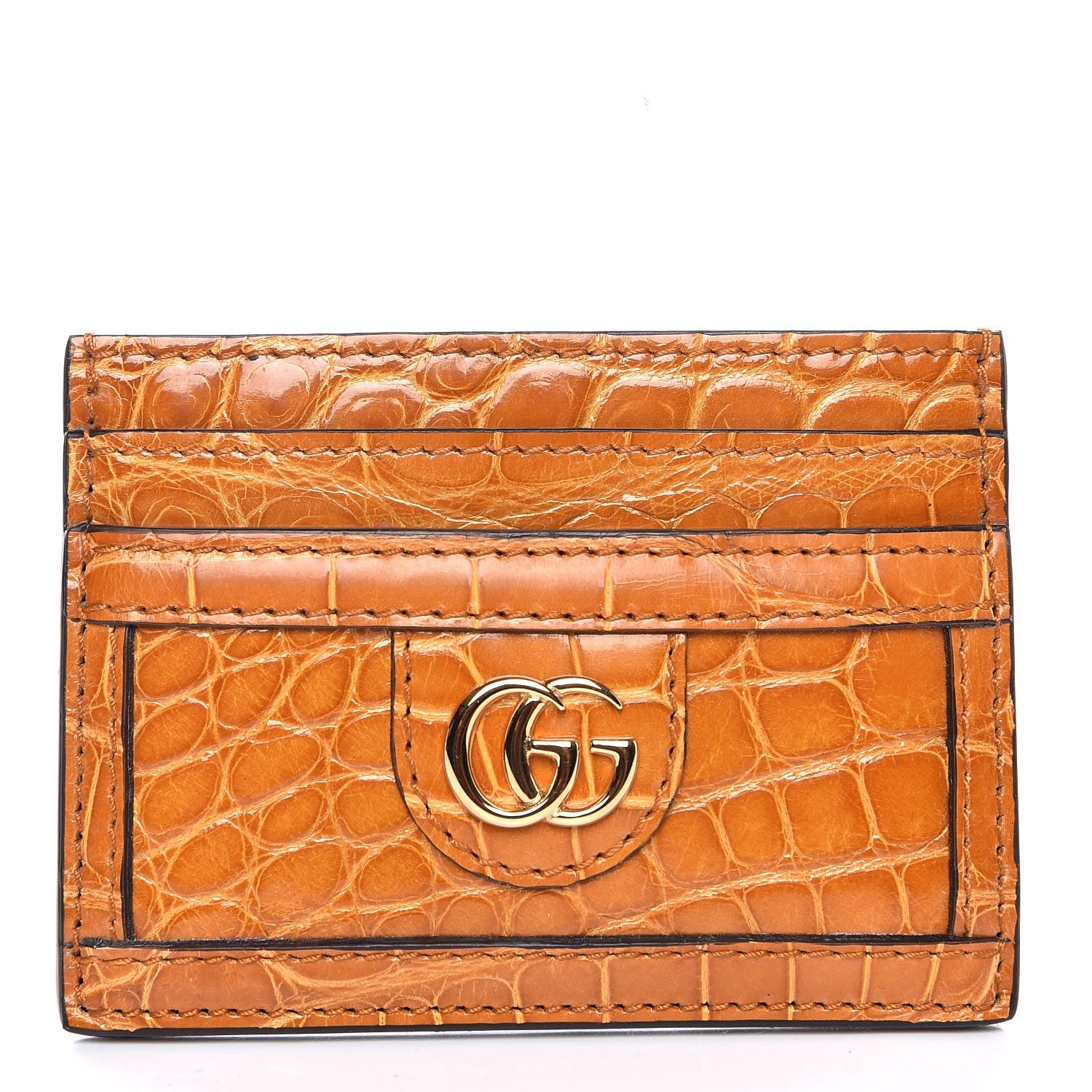 Gucci Crocodile GG Ophidia Card Holder Cognac 1 of 6