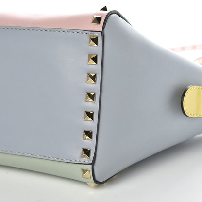 Valentino Garavani Calfskin Watercolor Small Rockstud Double Handle Tote Rose Green Yellow Sky 10 of 10