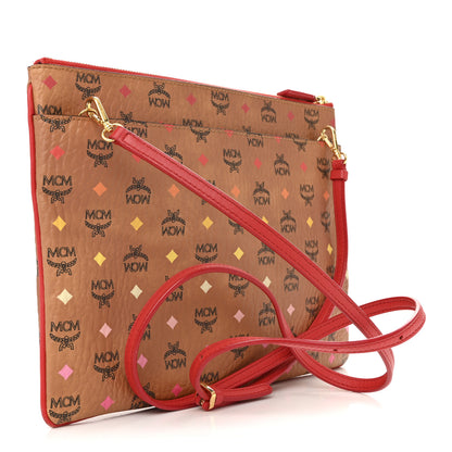 MCM Skyoptic Visetos Mini Crossbody Pouch Spectrum Diamond Cognac Red 3 of 12
