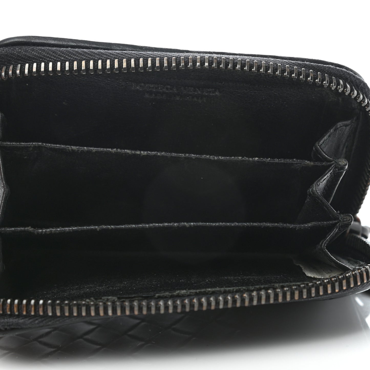 Nappa Intrecciato Zip Around Coin Purse Black