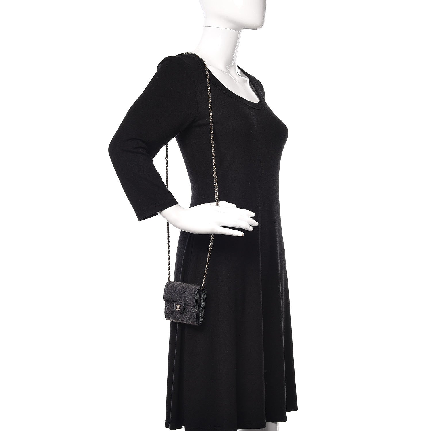 Chanel Iridescent Caviar Quilted Flap Card Holder On Chain Black 2 of 12