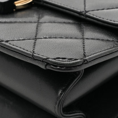 Chanel Sheepskin Quilted Beauty Lock Flap Black 13 of 19