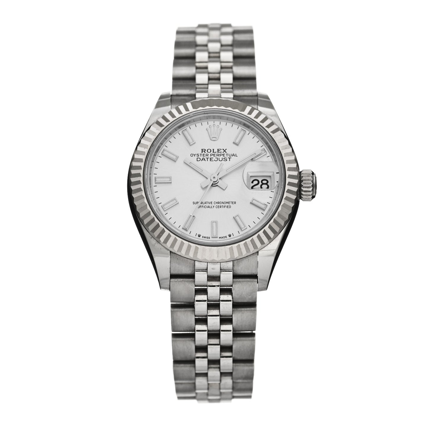 Stainless Steel 18K White Gold 28mm Oyster Perpetual Datejust Watch Silver 279174