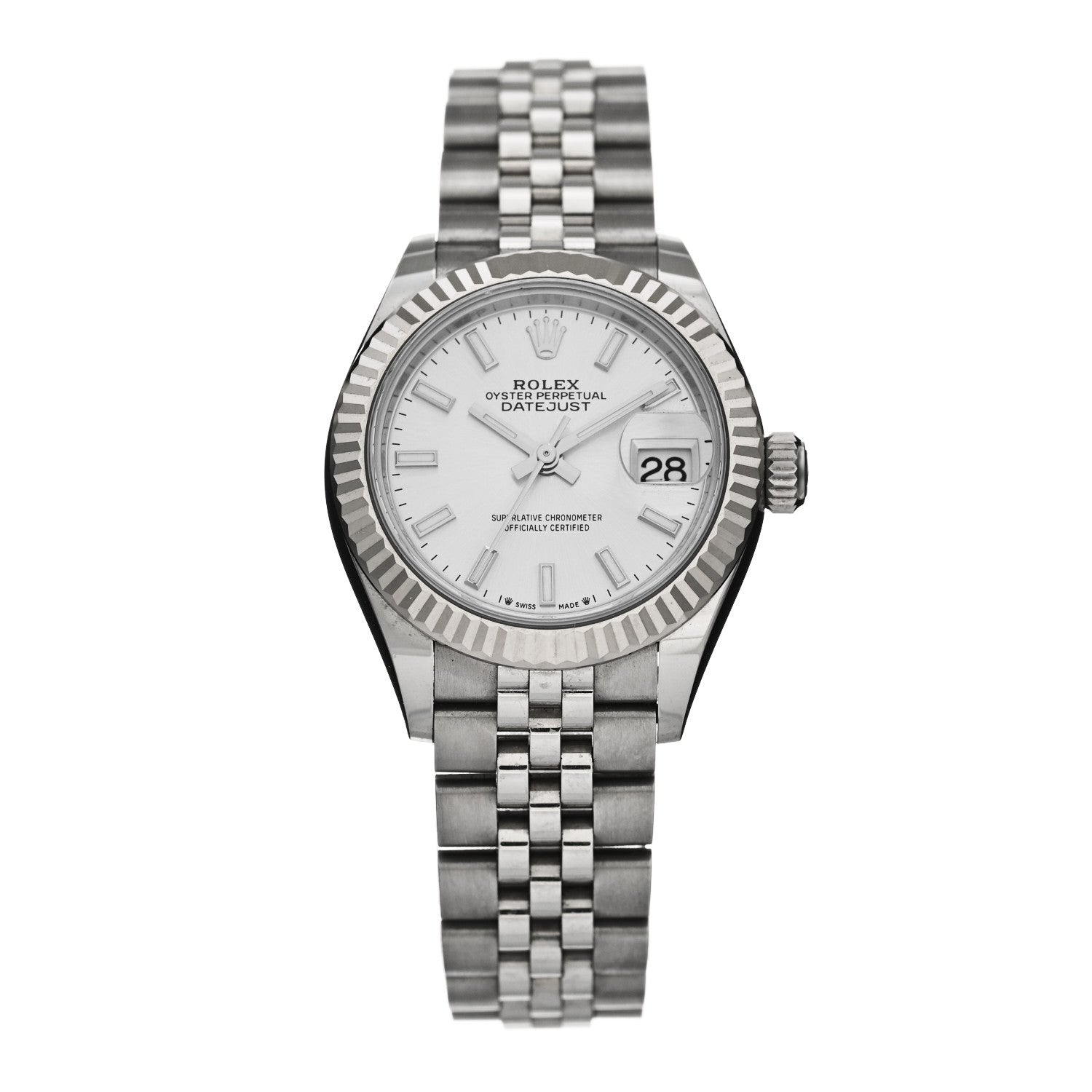 Rolex Stainless Steel 18K White Gold 28mm Oyster Perpetual Datejust Watch Silver 279174 1 of 5