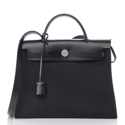 Hermes Military Toile Vache Hunter Herbag Zip PM 31 Black 3 of 10