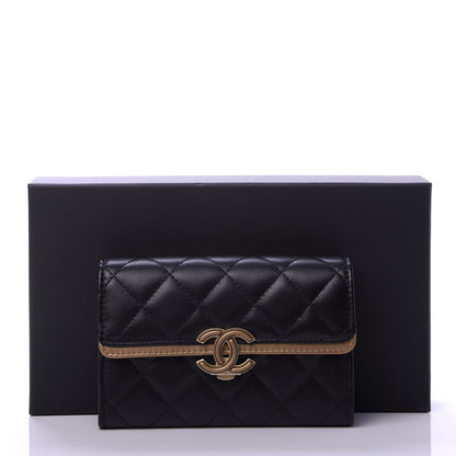 Chanel Lambskin Quilted Medium CC Chic Flap Wallet Black Gold 11 of 11