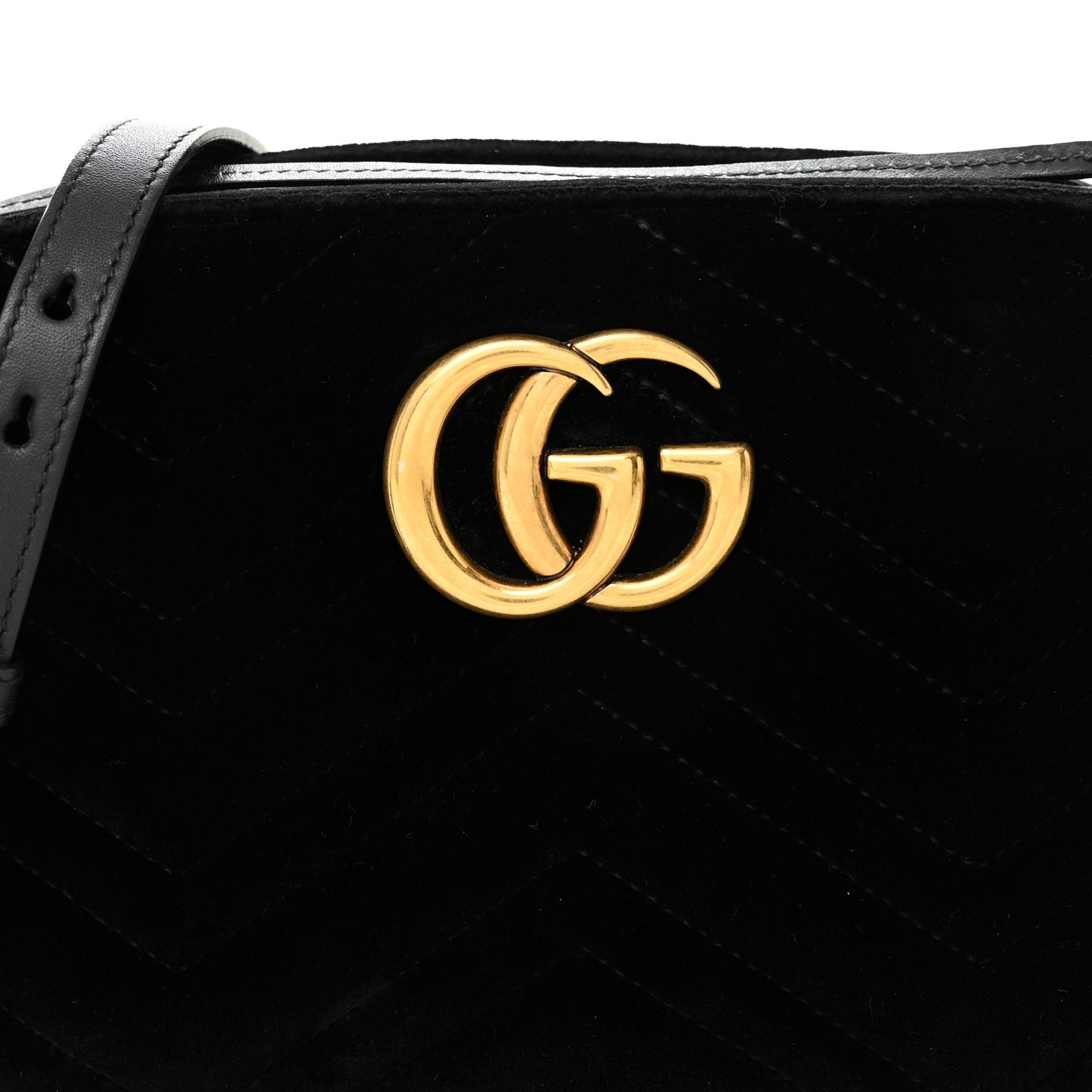 Velvet Matelasse Small GG Marmont Chain Shoulder Bag Black