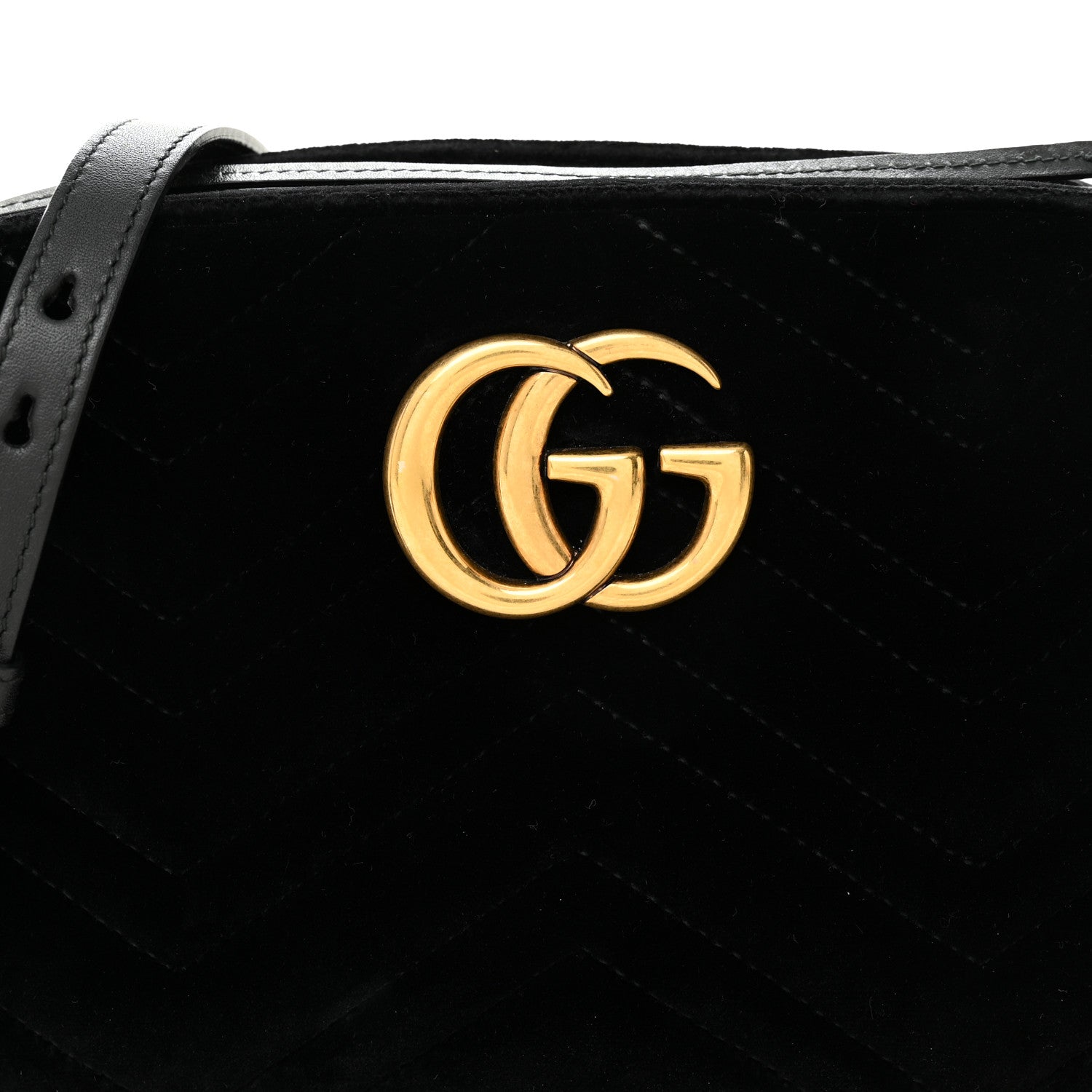 Gucci Velvet Matelasse Small GG Marmont Chain Shoulder Bag Black 8 of 13
