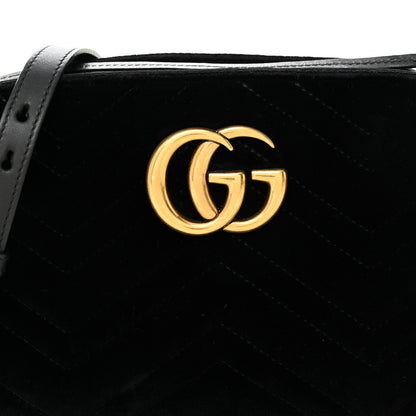 Gucci Velvet Matelasse Small GG Marmont Chain Shoulder Bag Black 8 of 13