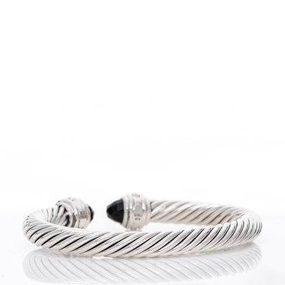 David Yurman Sterling Silver Diamond Black Onyx 7mm Cable Classics Bracelet 3 of 6