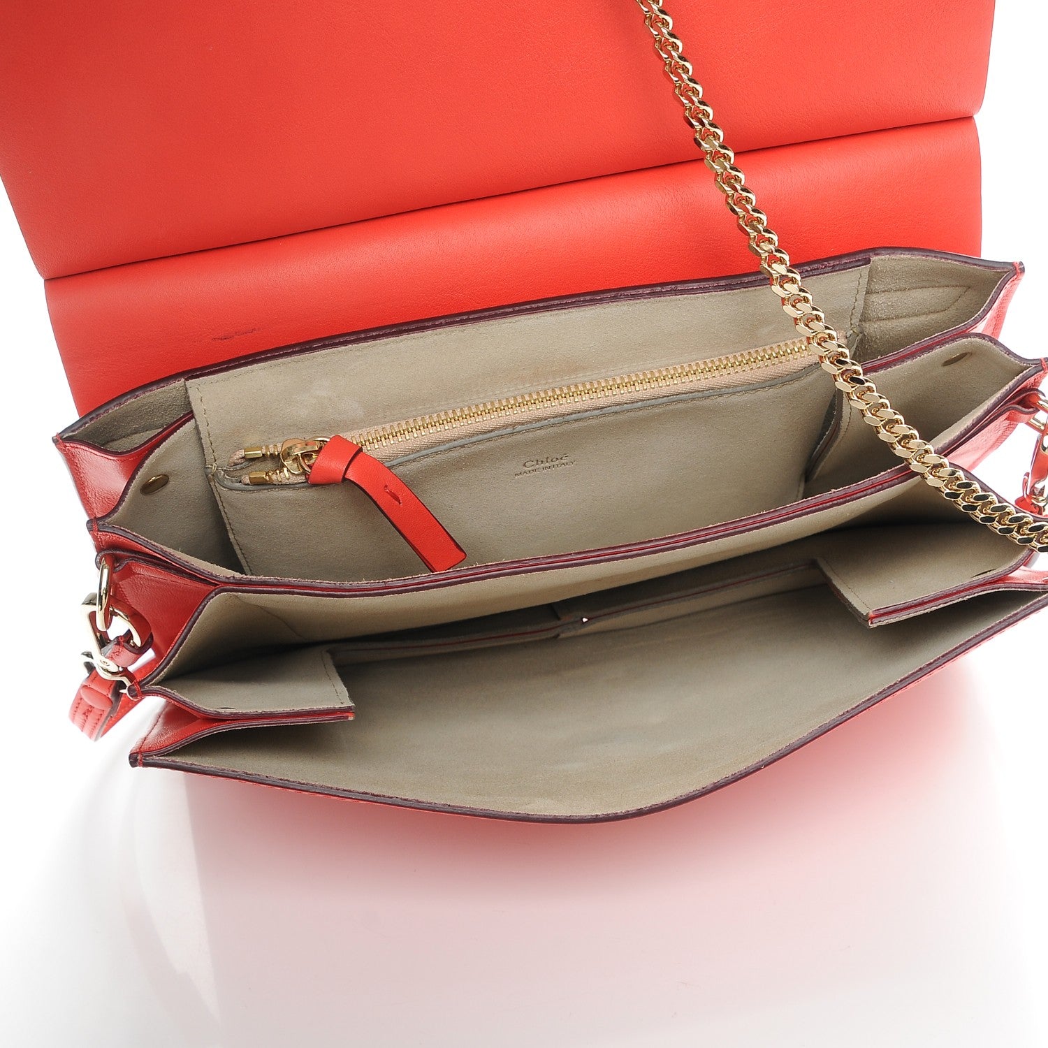 Chloe Calfskin Suede Medium Faye Shoulder Bag Orange 5 of 7
