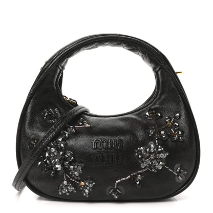 Miu Miu Nappa Crystal Embroidered Mini Wander Hobo Caffe 1 of 9