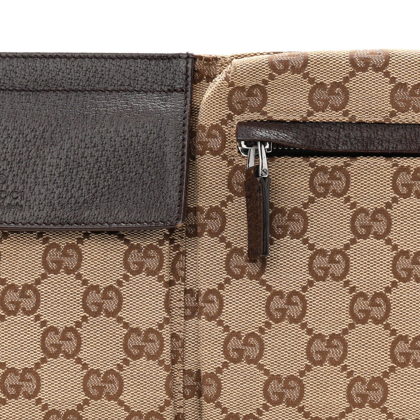 GG Monogram Double Pocket Belt Bag Dark Brown