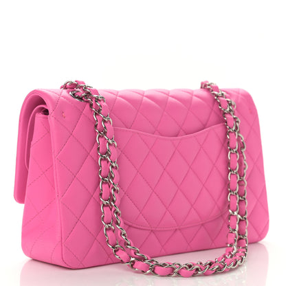 Chanel Lambskin Quilted Medium Double Flap Neon Pink 3 of 12