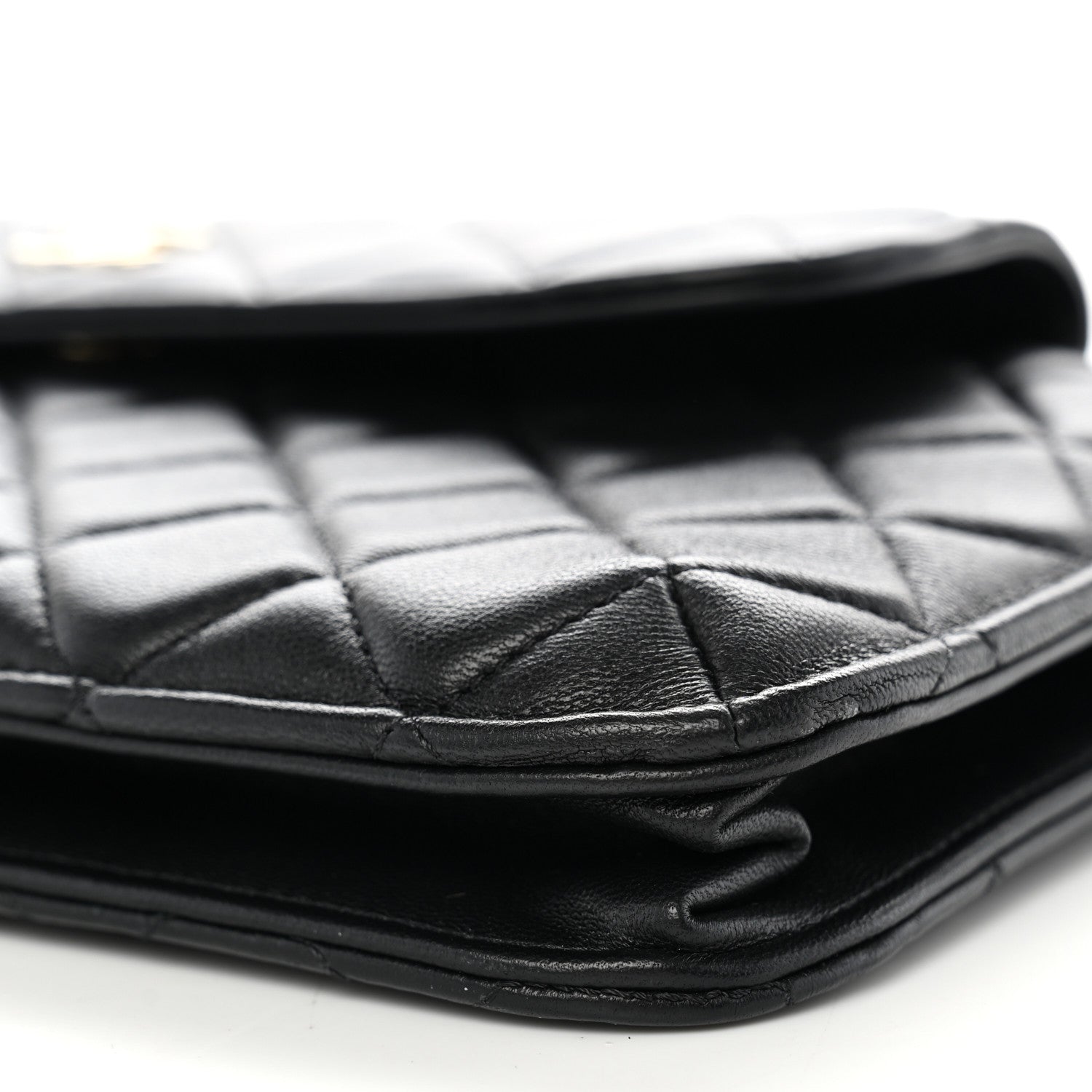 Chanel Lambskin Quilted Chain Top Handle Clutch With Chain Black 9 of 9