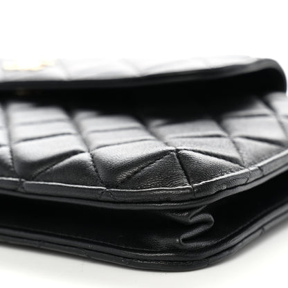 Chanel Lambskin Quilted Chain Top Handle Clutch With Chain Black 9 of 9