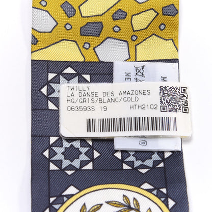 Hermes Silk La Danse Des Amazones Twilly Gris White Gold 4 of 4