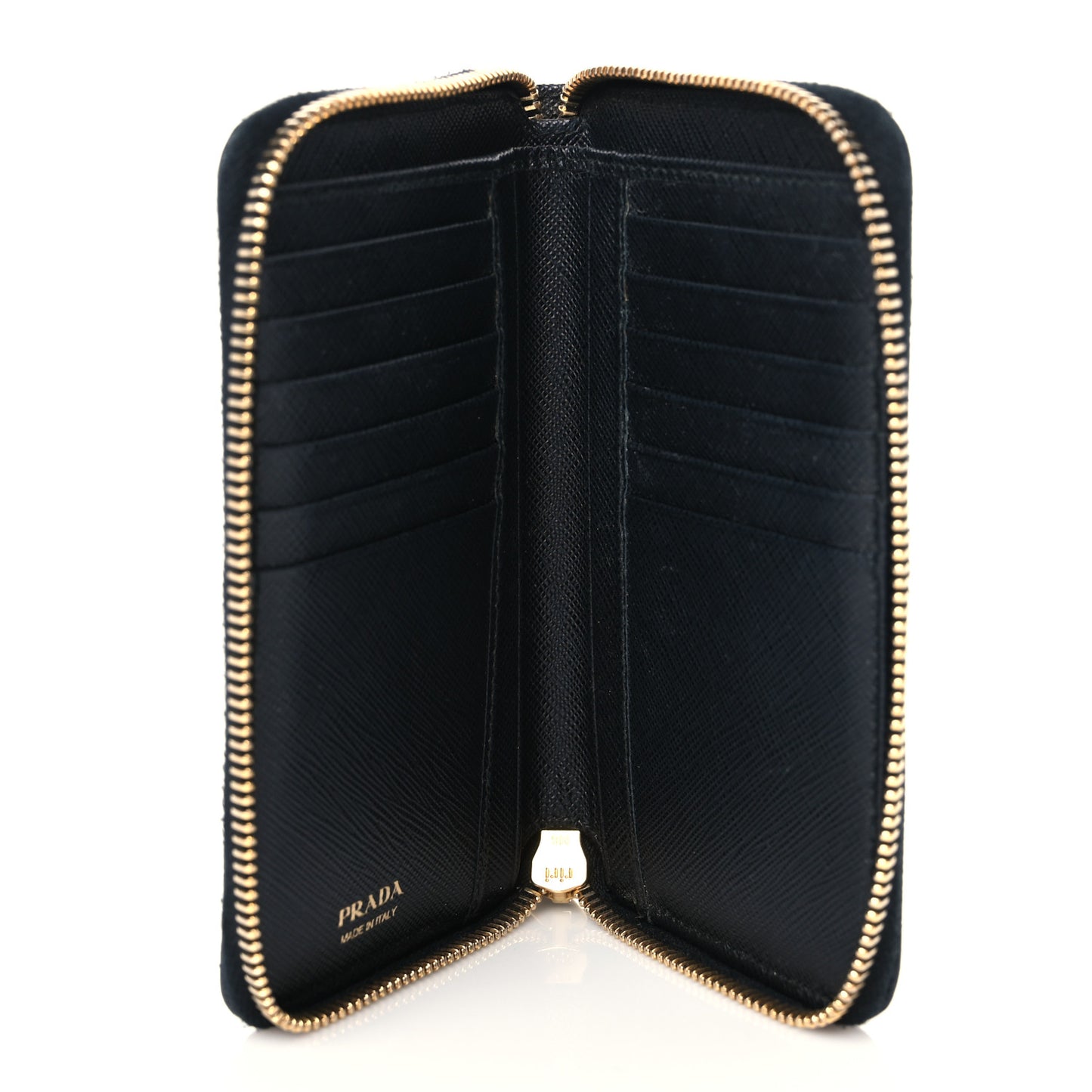 Saffiano Metal Zip Around Wallet Black