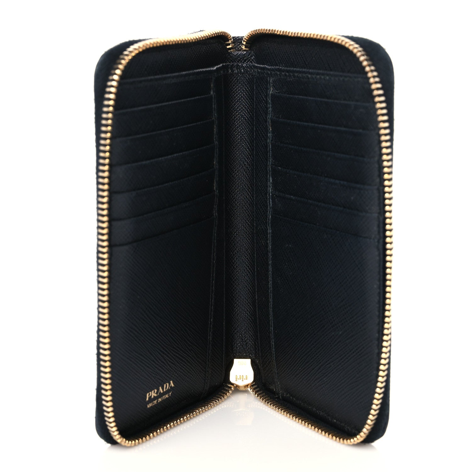 Prada Saffiano Metal Zip Around Wallet Black 4 of 5