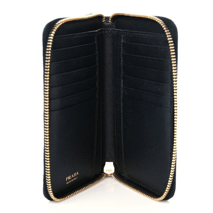 Prada Saffiano Metal Zip Around Wallet Black 4 of 5
