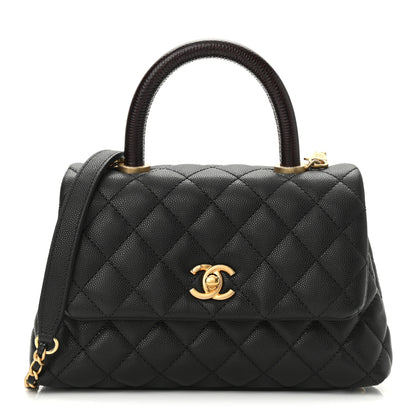 Chanel Caviar Lizard Embossed Quilted Mini Coco Handle Flap Black 2 of 20