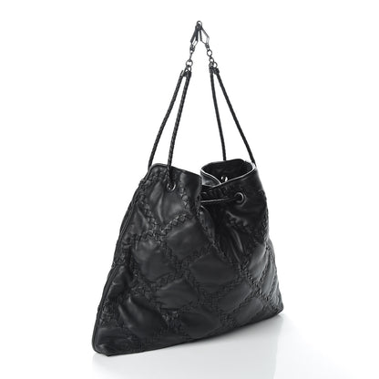 Bottega Veneta Nappa Intrecciato Quilted Farfalle Shoulder Bag Black 3 of 8