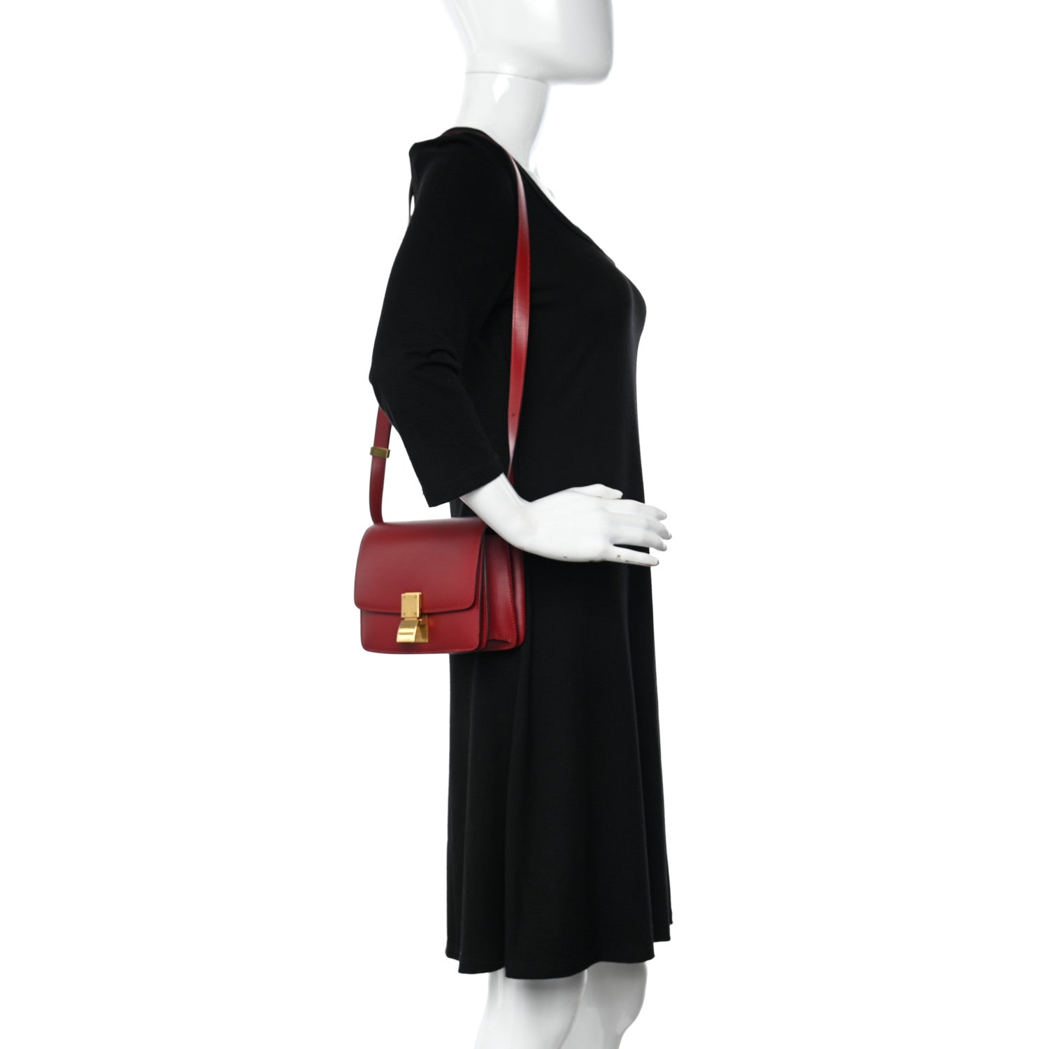 Celine Smooth Calfskin Small Classic Box Flap Bag Red 2 of 10