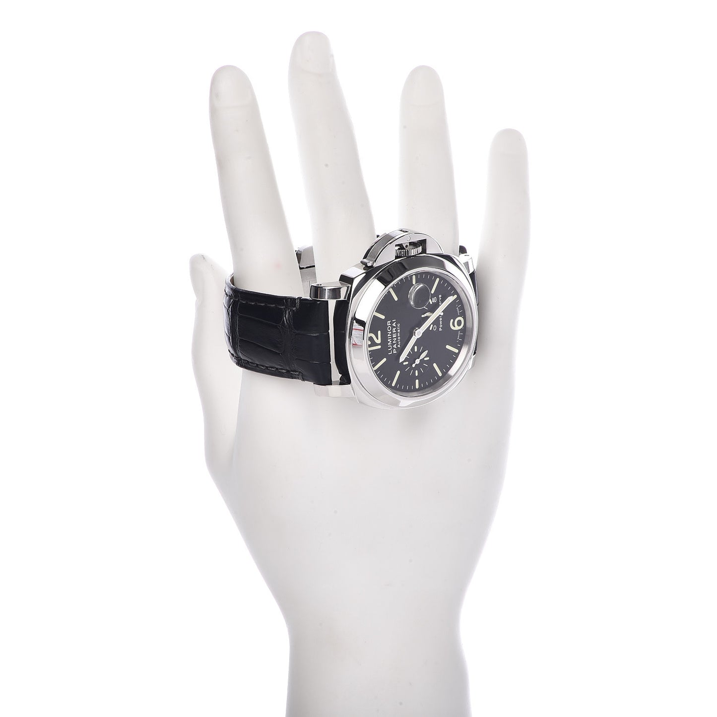 Stainless Steel Alligator 44mm Luminor 3 Day Power Reserve Automatic Watch Black PAM01090