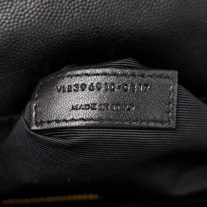 Saint Laurent Grain De Poudre Matelasse Chevron Large Monogram Satchel Black 7 of 10