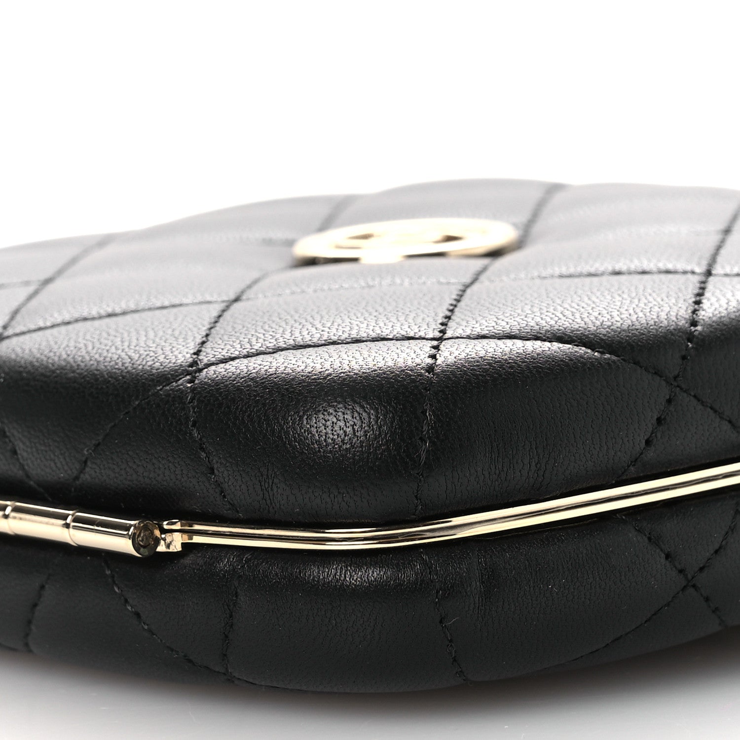 Chanel Lambskin Quilted Compact Vanity Case Purse With Chain Black 11 of 15
