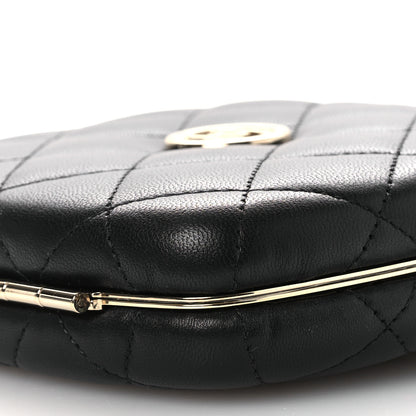 Chanel Lambskin Quilted Compact Vanity Case Purse With Chain Black 11 of 15
