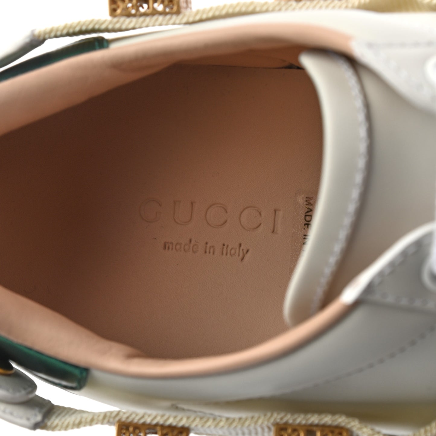 Calfskin Removable Crystals Bee Embroidered Ace Platform Sneakers 37.5 White