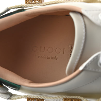 Gucci Calfskin Removable Crystals Bee Embroidered Ace Platform Sneakers 37.5 White 7 of 8