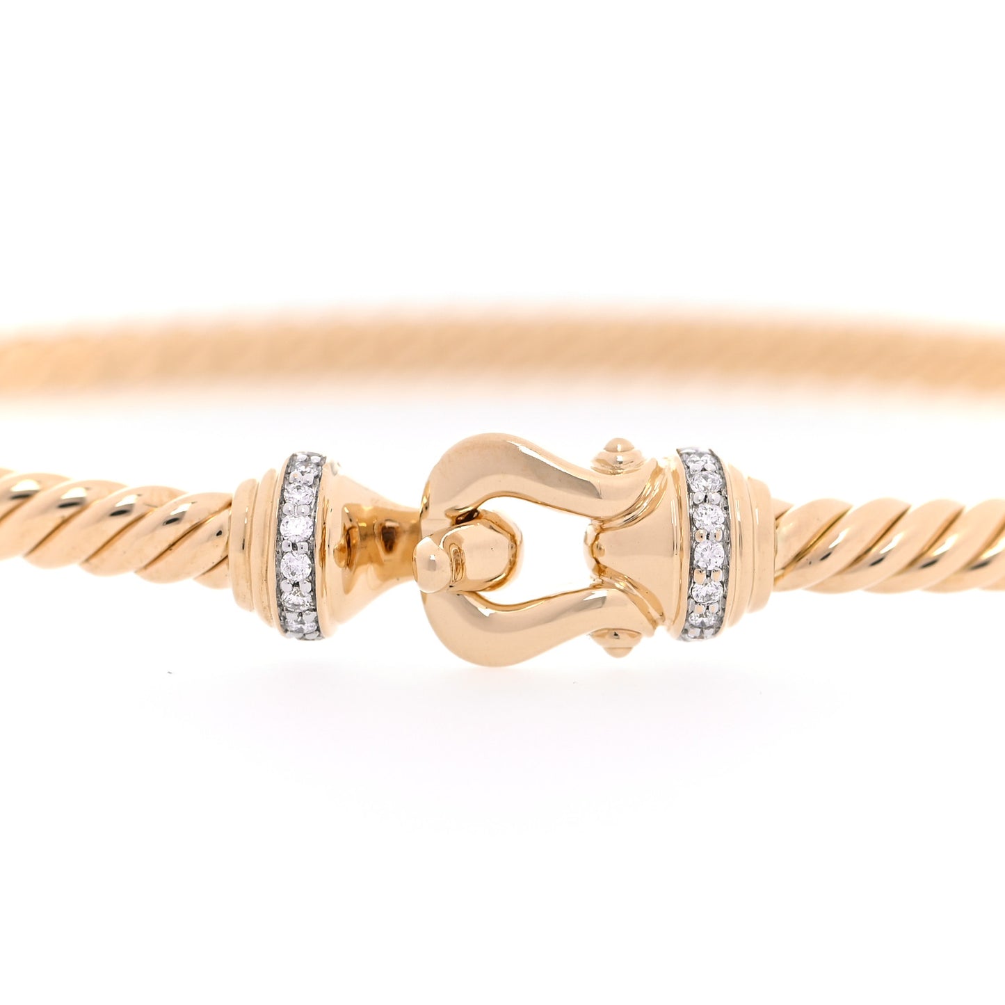 18K Yellow Gold Diamond 3.5mm Cable Buckle Bracelet