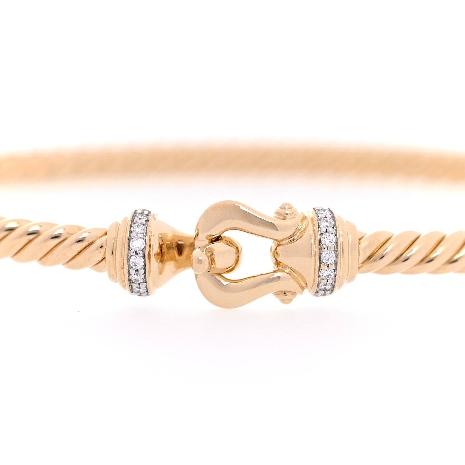 David Yurman 18K Yellow Gold Diamond 3.5mm Cable Buckle Bracelet 4 of 5