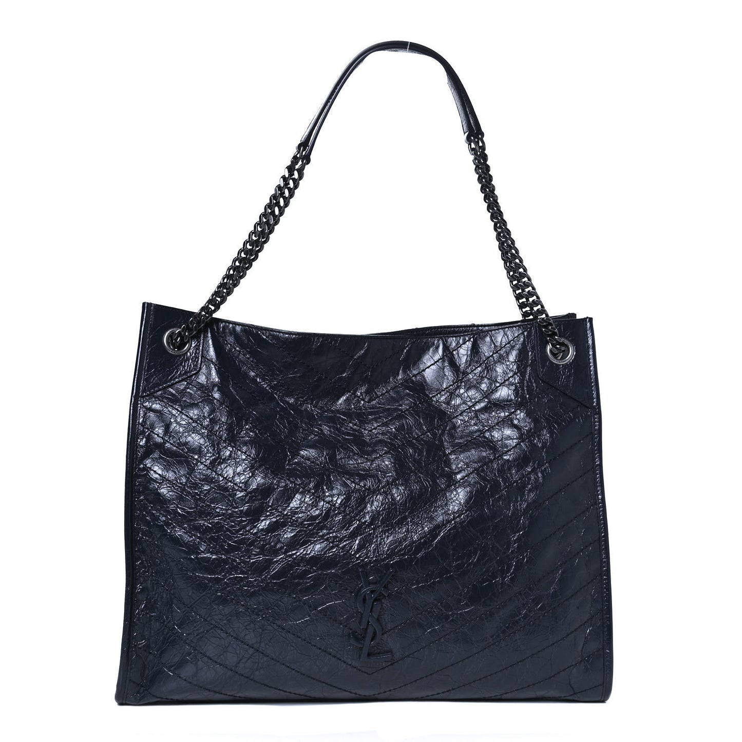 Crinkled Calfskin Matelasse Monogram Niki Shoulder Bag Deep Marine